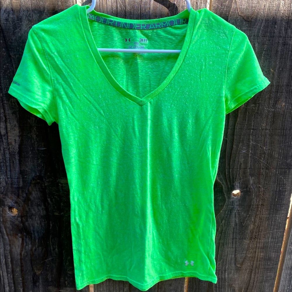 Under Armour neon green Heat Gear tee